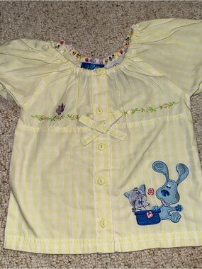 Vintage Y2K Blue’s Clues Toddler Shirt 4T Yellow Striped Nickelodeon Top Rare
